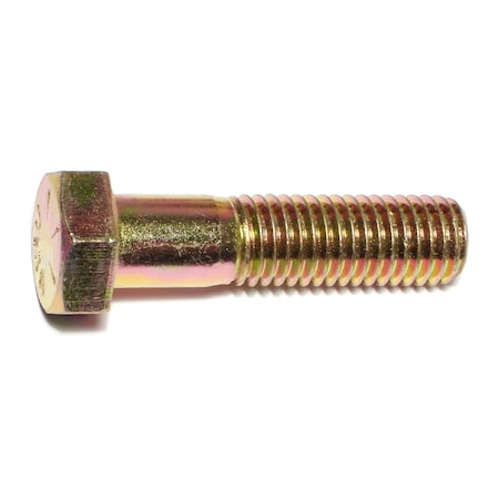 Midwest Fastener Grade 8, 5/8"-11 Hex Head Cap Screw, Zinc Yellow Steel, 2-1/2 in L, 4 PK 70423
